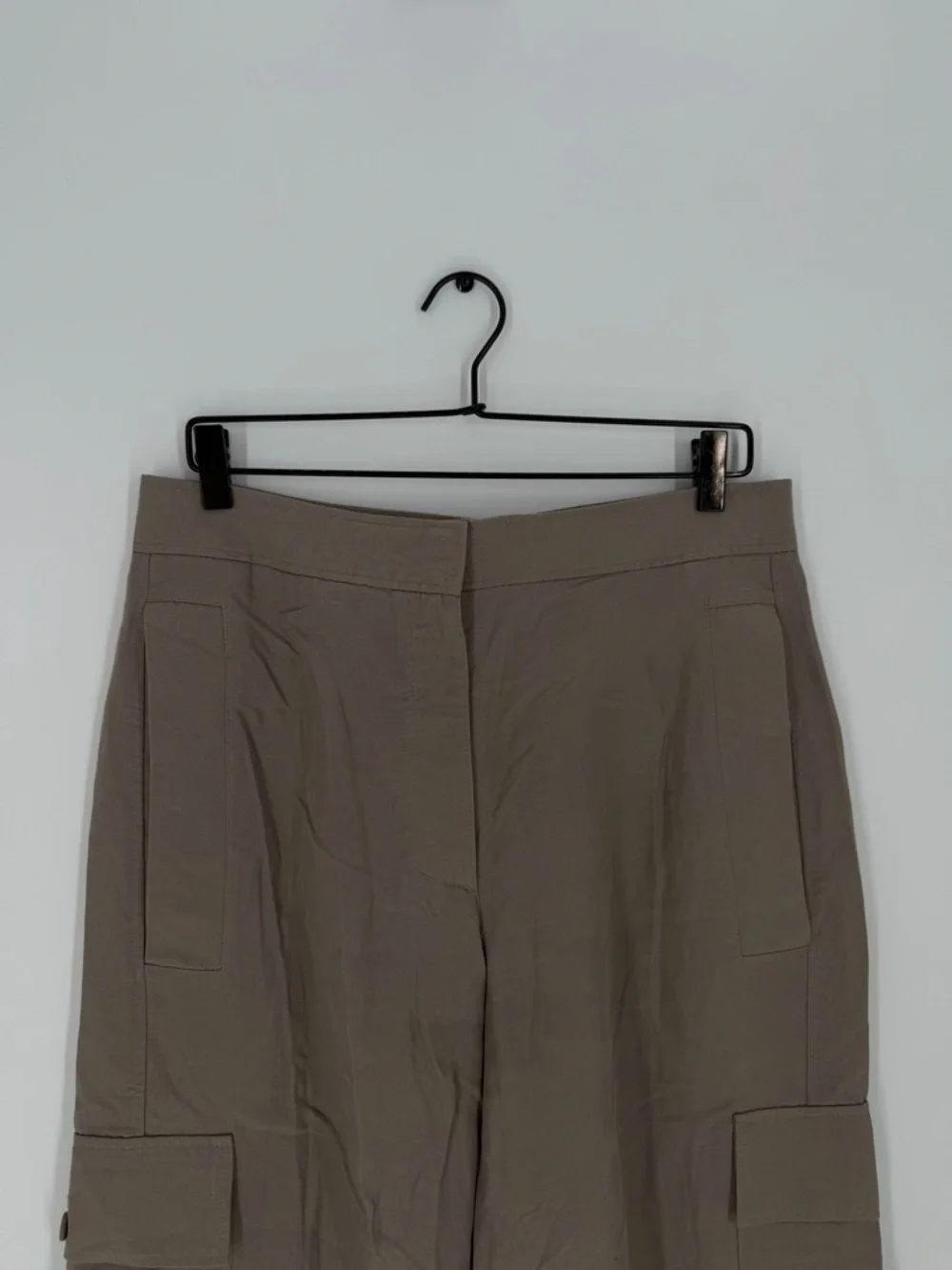 Cos Wide Leg Linen Blend Cargo Trousers In Stone